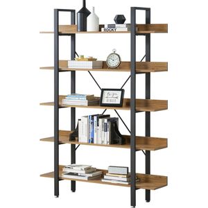 Staand rek met planken boekenkast 171x120x28 zwart en hout