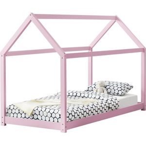 Kinderbed Netstal houten bed huisbed 90x200 cm roze