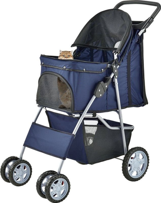 Hundewagen Niceville mit Regenschutz und Tasche 73 x 46 x 100 cm Blau pro.tec
