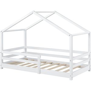 Kinderbed Knätten huisbed met uitvalbeveiliging 70x140 wit