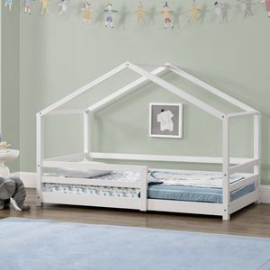 Kinderbed huisbed met uitvalbeveiliging wit