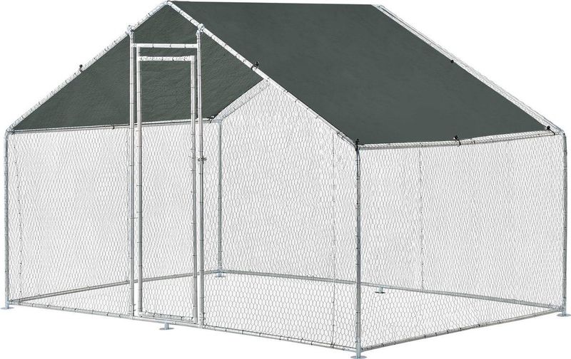 Stalen kippenren kippenhok buitenverblijf 3x2x2 m