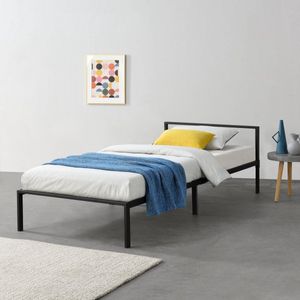 Stalen bed Imatra bedframe met bedbodem 90x200 cm zwart