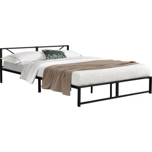 Metalen bed Meran bedframe met bedbodem zwart 180x200 cm