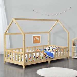 Kinderbed Sisimiut met uitvalbeveiliging 90x200 cm houtkleurig