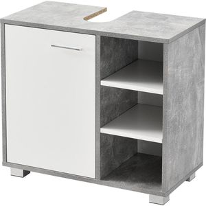 [en.casa] - Waschbeckenunterschrank Narvik 56x60x31 cm Betonoptik/Weiß en.casa