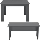 en.casa Essgruppe, (3-tlg), »Hokksund« Sitzgruppe Esstisch 110x70cm mit 2 Sitzbänken Grau