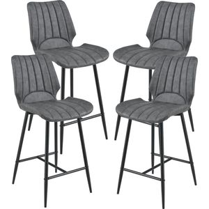 [en.casa] - 4er-Set Barhocker Östersund Dunkelgrau Wildlederimitat en.casa