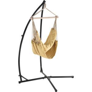 Katoenen hangstoel en standaard 205x110x110 cm beige zwart