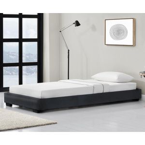 Houten bed Laag kunstleer met bedbodem 90x200 cm zwart