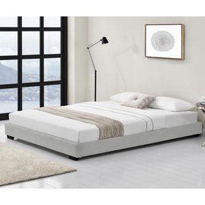 Houten bed Laag kunstleer met bedbodem 140x200 cm wit