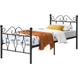 Metalen bedframe Apolda met bedbodem zwart 90x200 cm