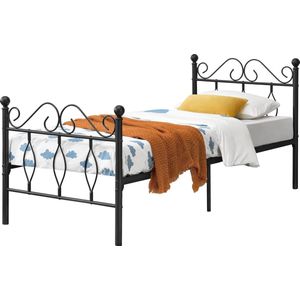 Metalen bedframe Apolda met bedbodem zwart 90x200 cm