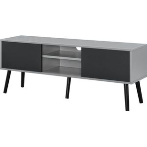 TV meubel Eskilstuna tv kast 120x29,5x46,5 cm lichtgrijs en zwart