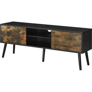 TV meubel Eskilstuna tv kast 120x29,5x46,5 cm zwart en houtkleurig donker