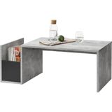 Salontafel Bollnas met opbergvak 90x45x35 betonlook zwart