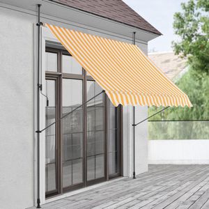 Klem zonwering luifel uitschuifbaar geel en wit 200x120 cm