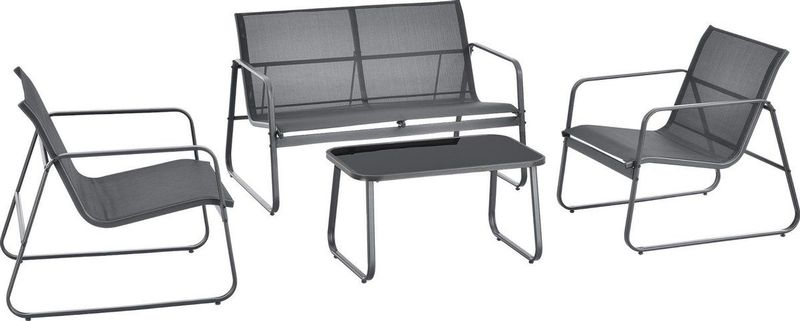 Tuinset 4-delig Palencia loungeset donkergrijs en zwart