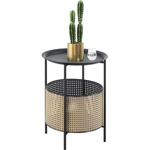 [en.casa] - Beistelltisch Beaumont 45x35cm Schwarz/Sandfarben en.casa