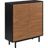 Commode Gnosjö 93x80x30 cm zwart en houtkleurig