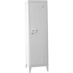 [en.casa] Lockerkast Kurikka metalen locker met 2 planken 137x38x38 cm afsluitbare kast garderobekast wit