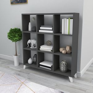 Boekenkast Svedala schap 100x88x20 cm antraciet en wit