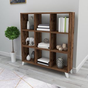 Boekenkast Svedala schap 100x88x20 cm eiken antiek en wit