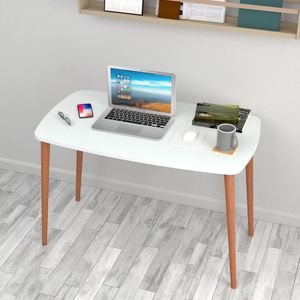 Bureau Kongsberg laptoptafel 70x105x60 cm wit en houtkleurig