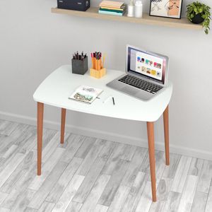 Bureau Kongsberg laptoptafel 70x90x60 cm wit en houtkleurig