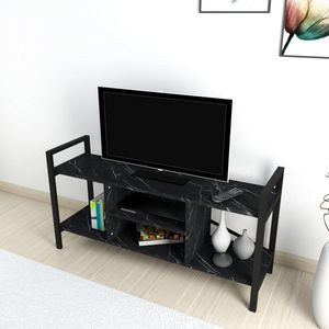 TV meubel Osterøy 61x120x35 cm marmer zwart en zwart