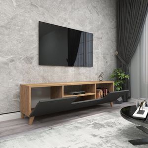 [en.casa] TV meubel Torsby 46x140x30 cm eiken en antraciet