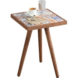 [en.casa] Bijzettafel Götene 45x32x32 cm walnootkleurig en meerkleurig