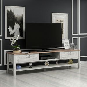 TV meubel Hashøj Eiken 161x35,5x42 cm wit antiek en Eiken