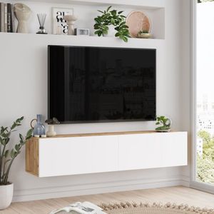 Tv-meubel Lapinlahti 140x31,5x29,5cm houtkleurig en wit