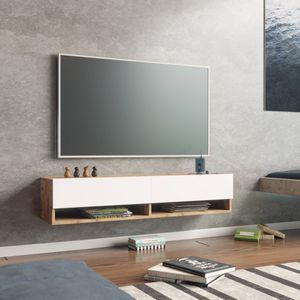 Tv-meubel Laitila 2 opbergvakken 140x31,5x29,5cm houtkleurig en wit