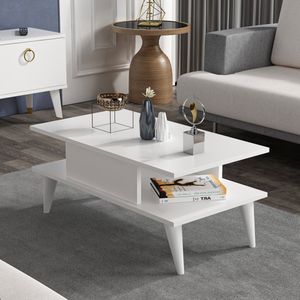 [en.casa] Salontafel Melhus tafel met opbergruimte bijzettafel rechthoekig 40x90x45 cm wit