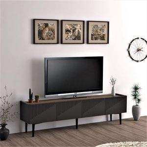 TV meubel Oppdal 45x154x37 cm antraciet en walnootkleurig