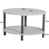 Couchtisch Højreby mit unterer Ablage 43 x 70 x 44 cm Oval Marmor, creme