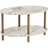 Couchtisch Højreby mit unterer Ablage 43 x 70 x 44 cm Oval Marmor, creme