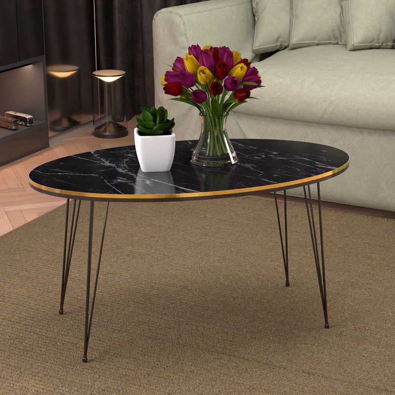 Couchtisch Hirtshals 41 x 90 x 50 cm Marmor, schwarz