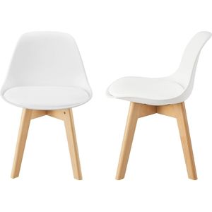 [en.casa] Kinderstoel Elvdal set van 2 bureaustoelen voor kinderen zithoogte 32 cm gestoffeerde stoel met houten poten 56x38x33 cm wit
