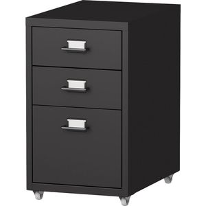 [en.casa] Bureaukast Kökar op wielen 48x28x41 cm zwart mat