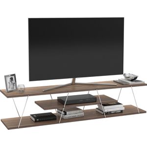 TV meubel Säffle 143x33x30 cm walnootkleurig en wit