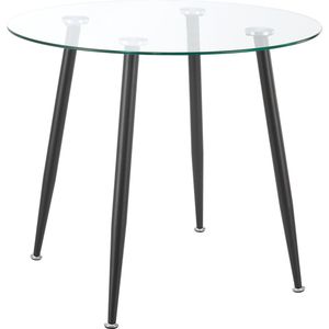 Glazen tafel Humppila rond 75x87 cm zwart en transparant