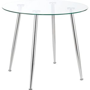 Glazen tafel Humppila rond 75x87 cm chroom en transparant