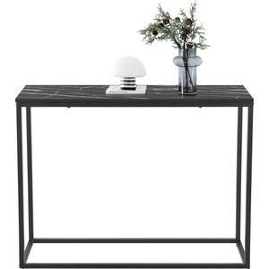 [en.casa] Console tafel Kittilä 80x100x30 cm zwart mat en marmer