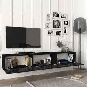 Tv-meubel Vihti zwevend 180x31x29,5 cm marmer zwart