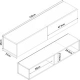 Fernsehschrank Toivakka 135x31x25cm Weiß