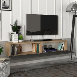 Tv-meubel Toivakka zwevend 135x31x25 cm eiken en antraciet
