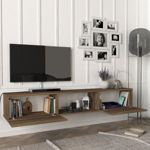 [en.casa] Tv-meubel Paltamo zwevend 180x31x29,5 cm walnootkleurig